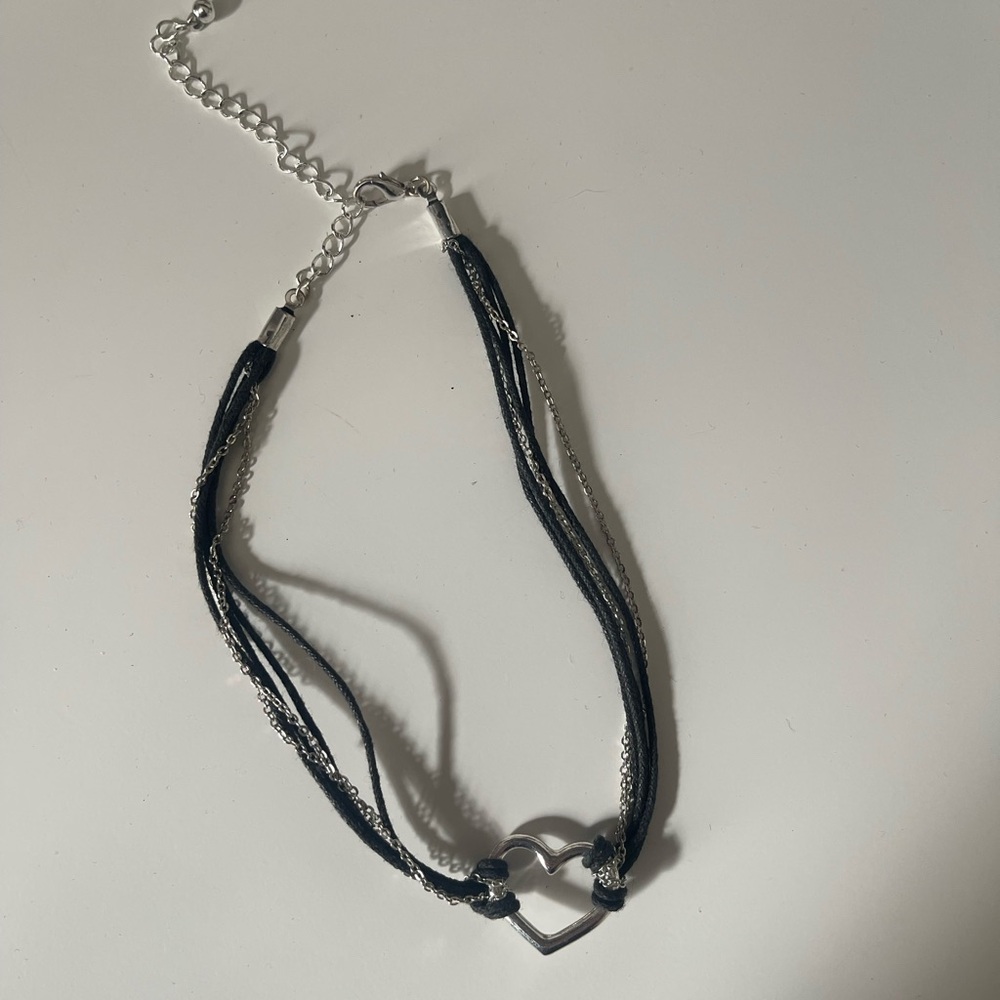 Black and Silver Heart choker necklace